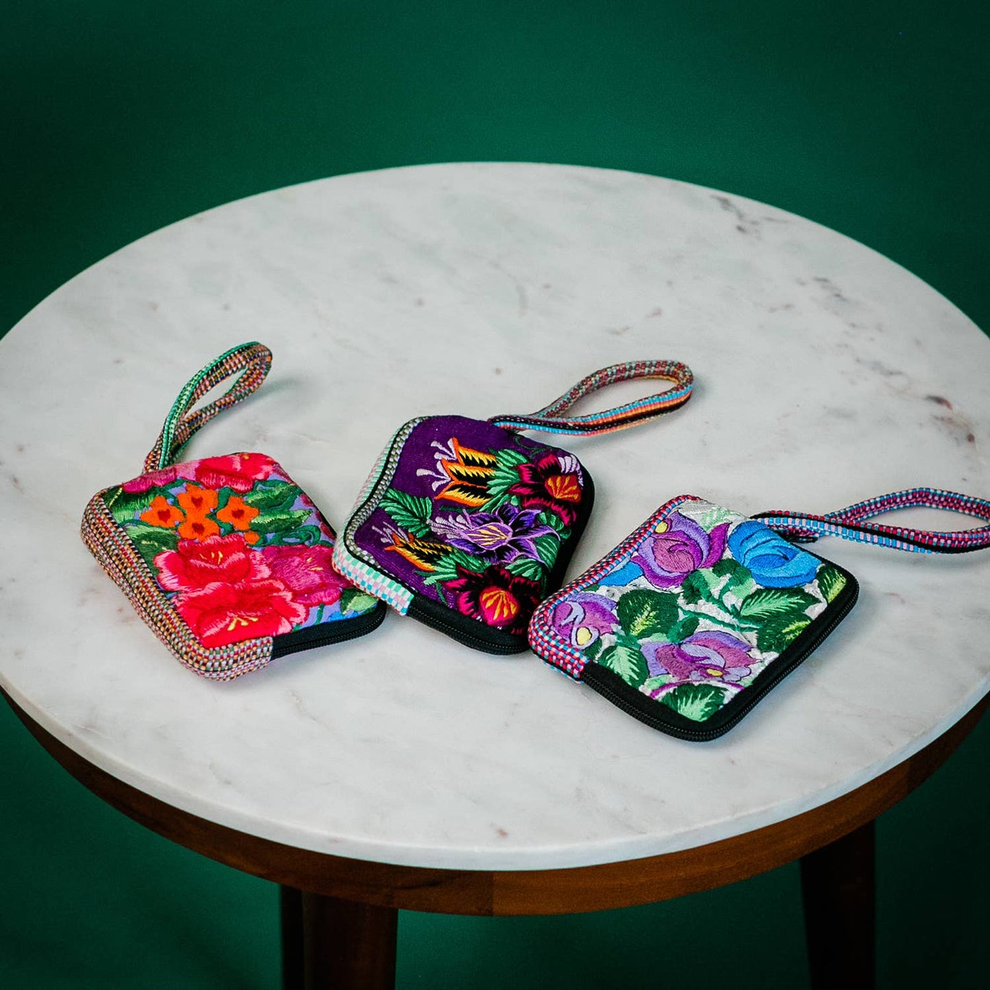 Mini upcycled huipil wallet coin purse guatemalan handmade fair trade