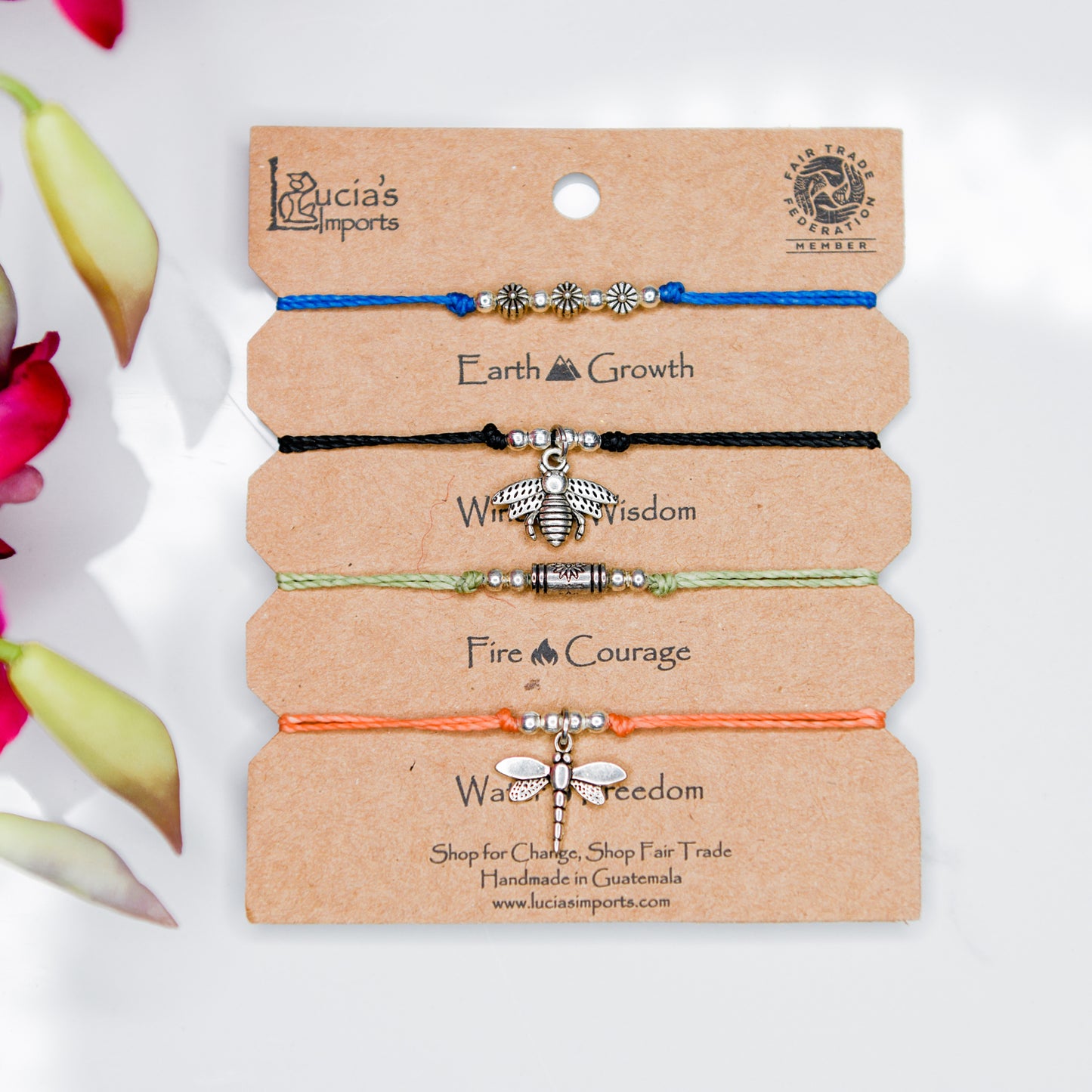 Pollinator String Bracelet Charm Set