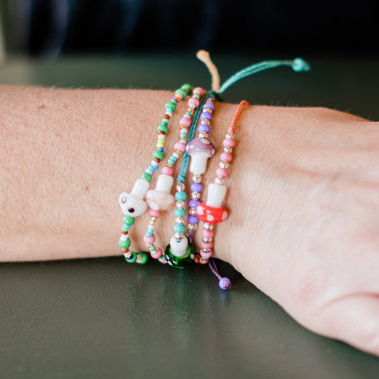 Mushroom Beaded String Bracelet