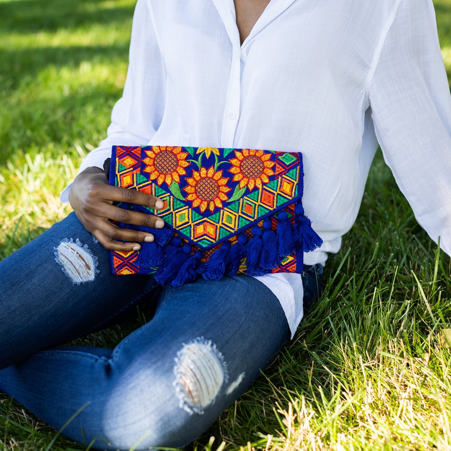 Sunflower Tassel Fiesta Clutch