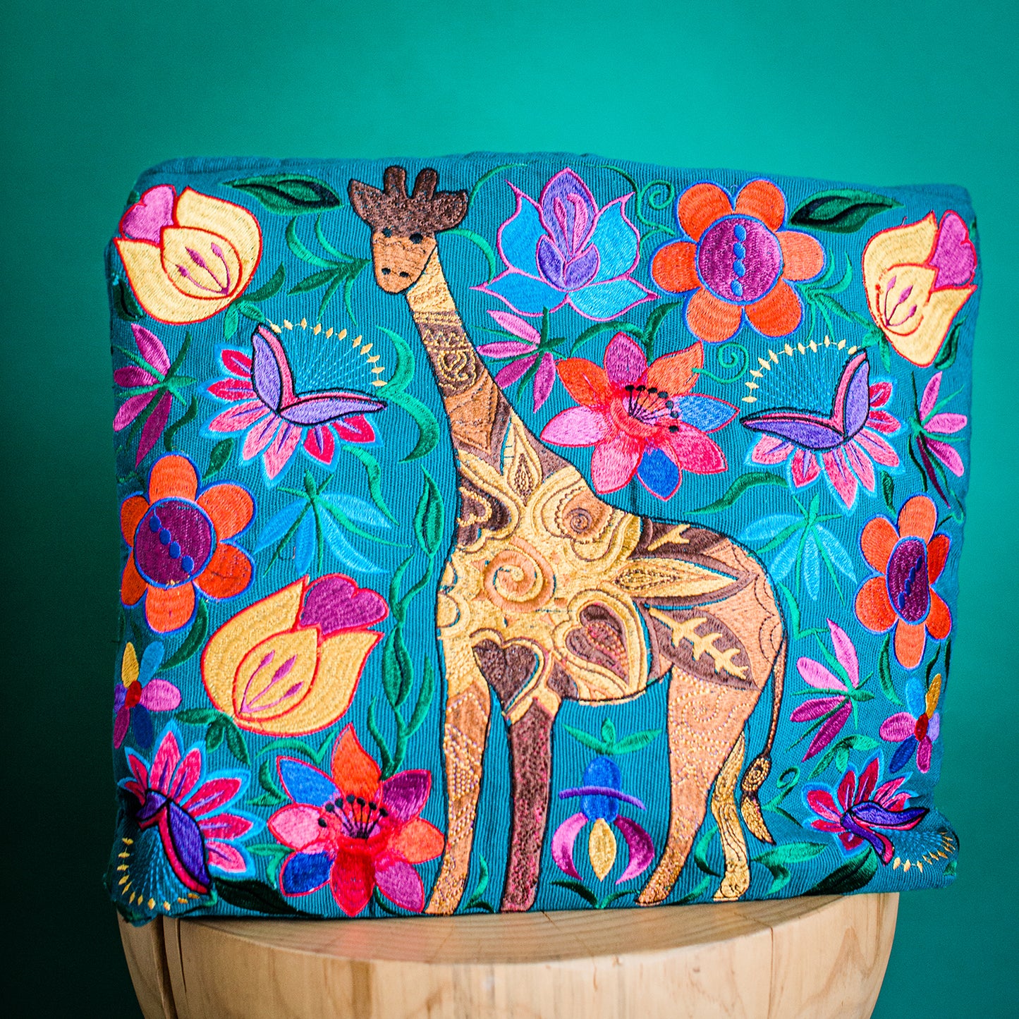 Giraffe Embroidered Tote Bag