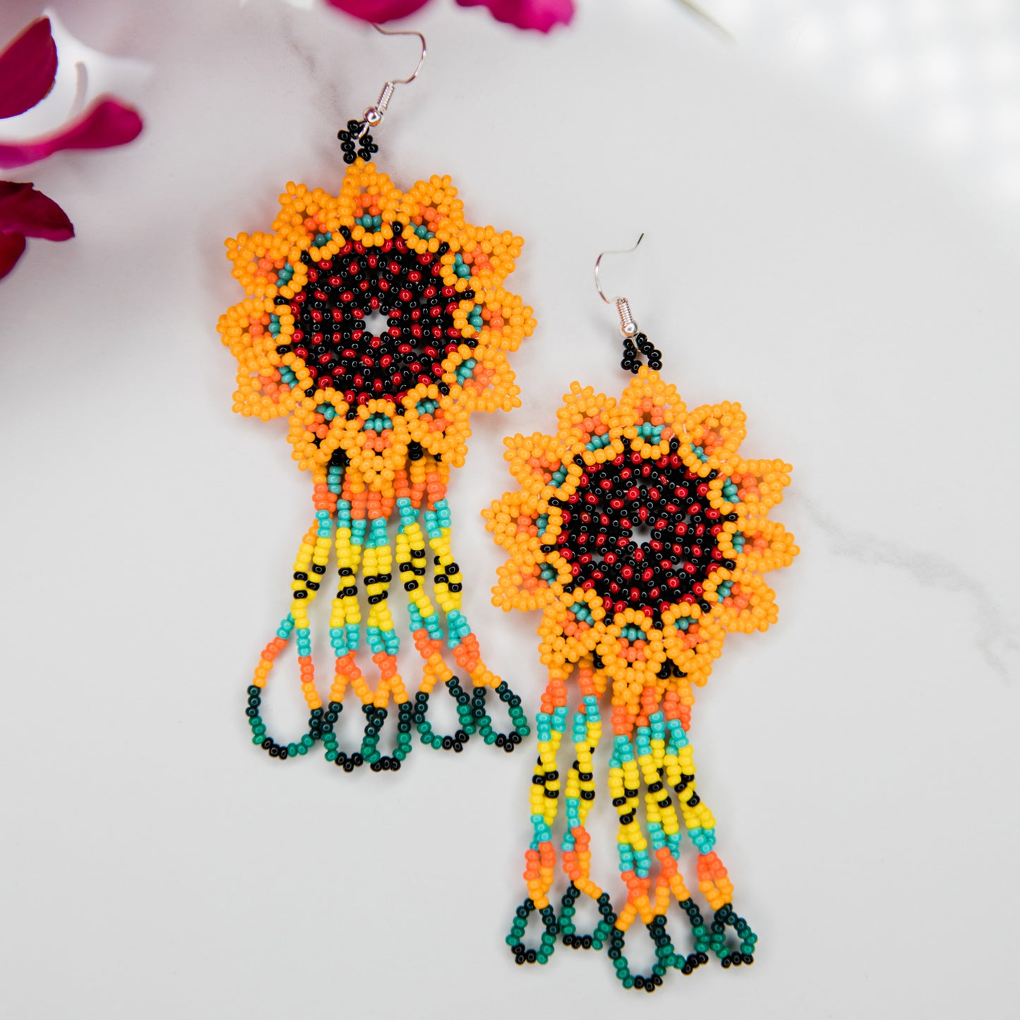 Medium Sunflower Fringe Earring