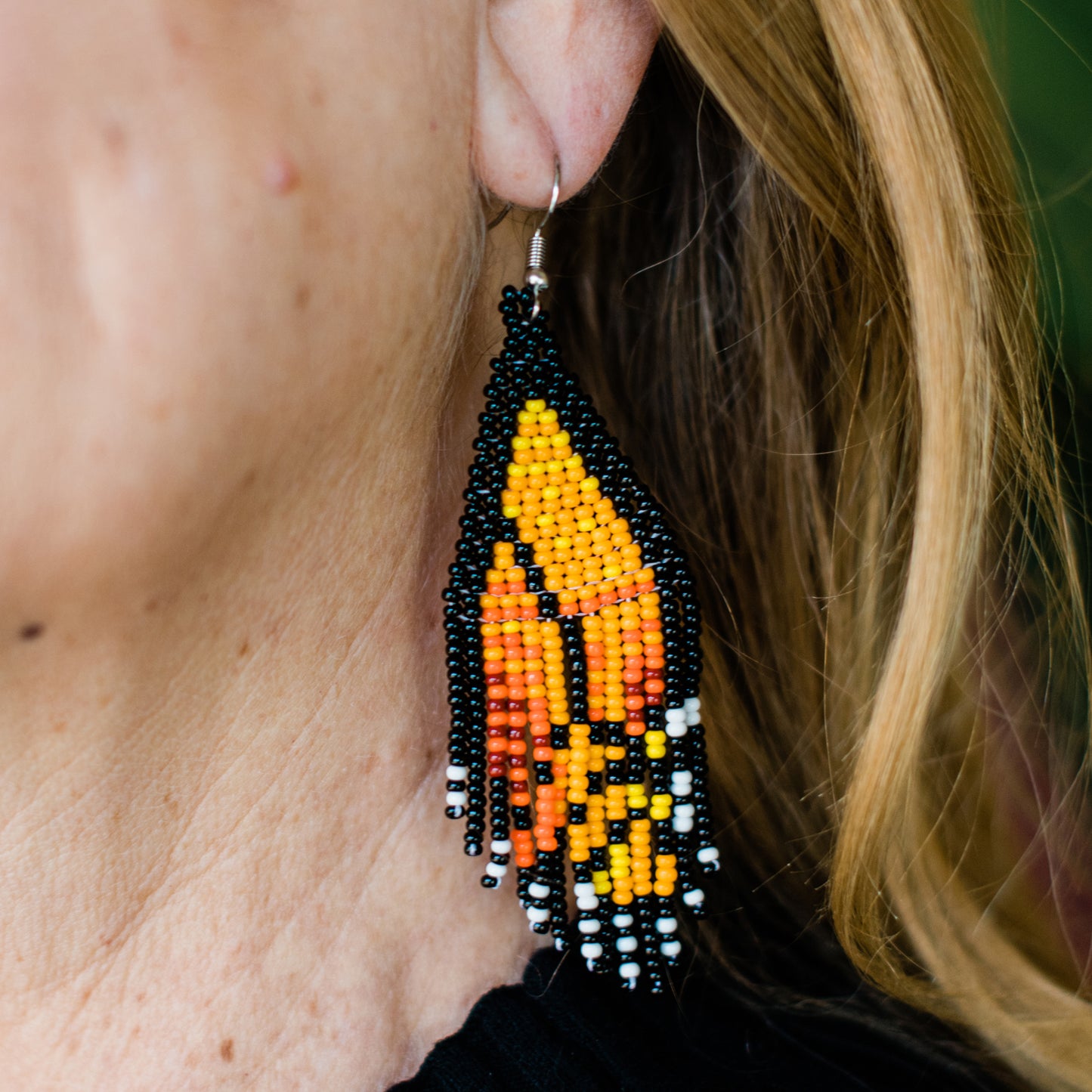 orange butterfly wing earring