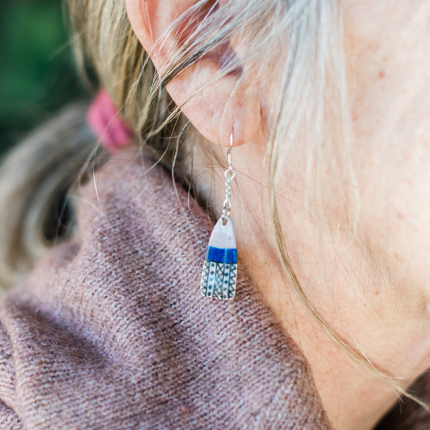 Sterling Silver Palopo Ceramic Earrings (Sale)