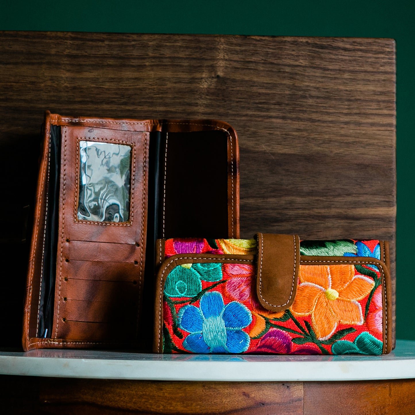 Floral Leather Wallet