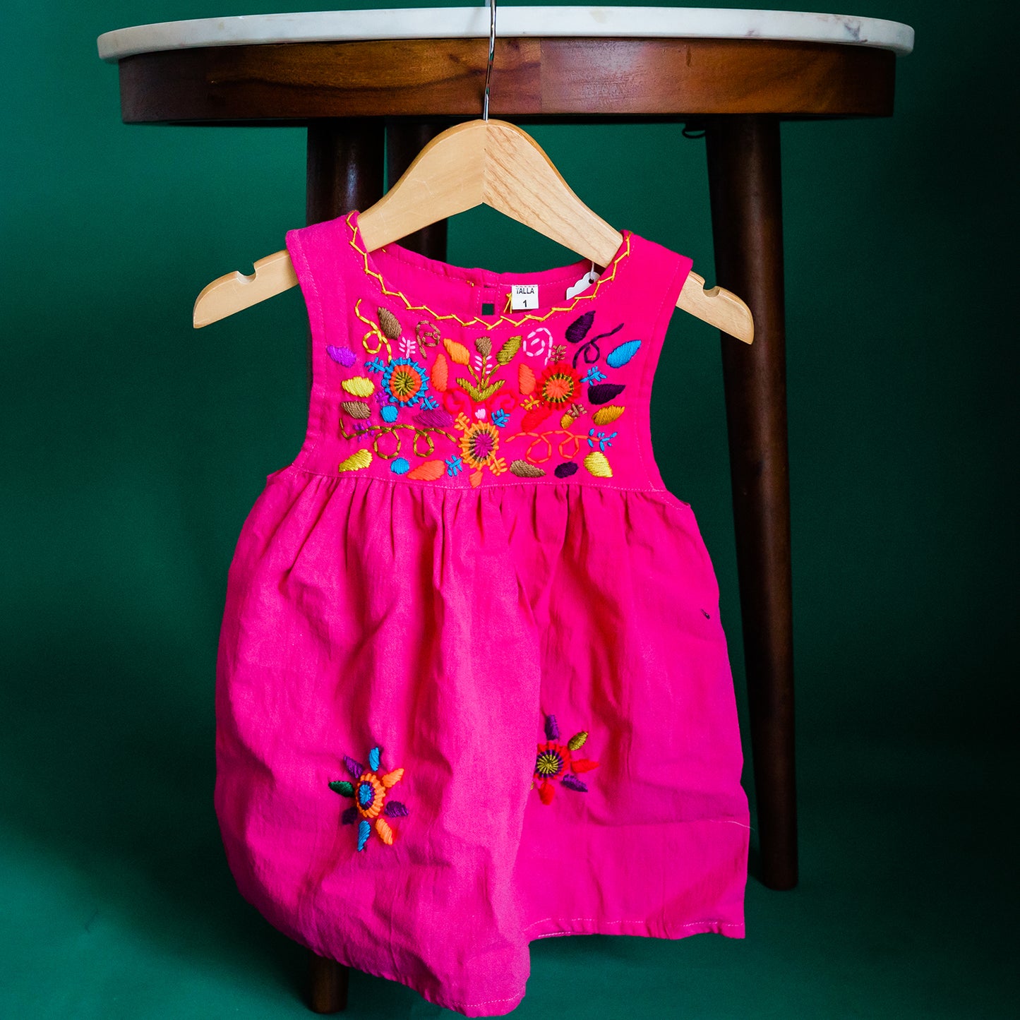 Pink Girl's Embroidered Sleeveless Dress