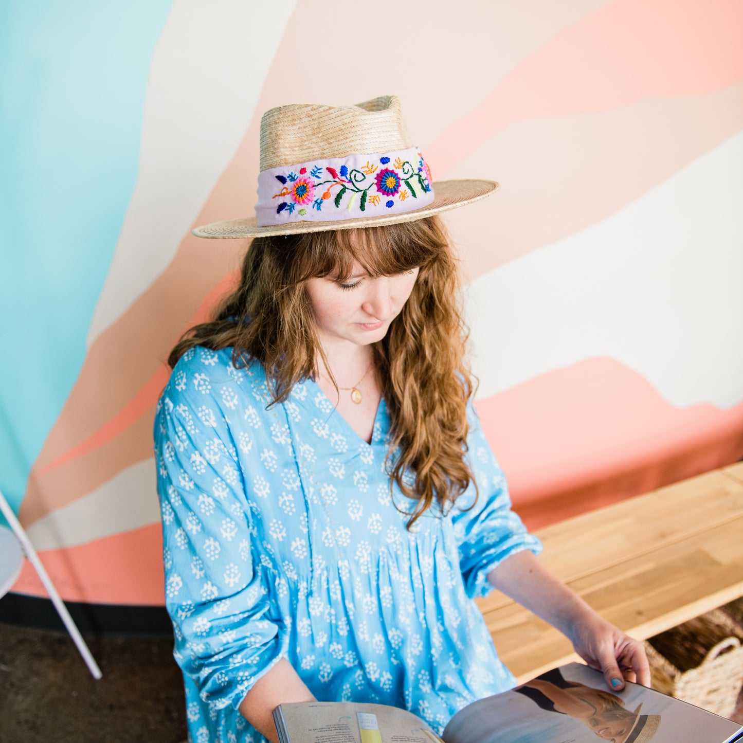 Embroidered Tie Hat/ Headband