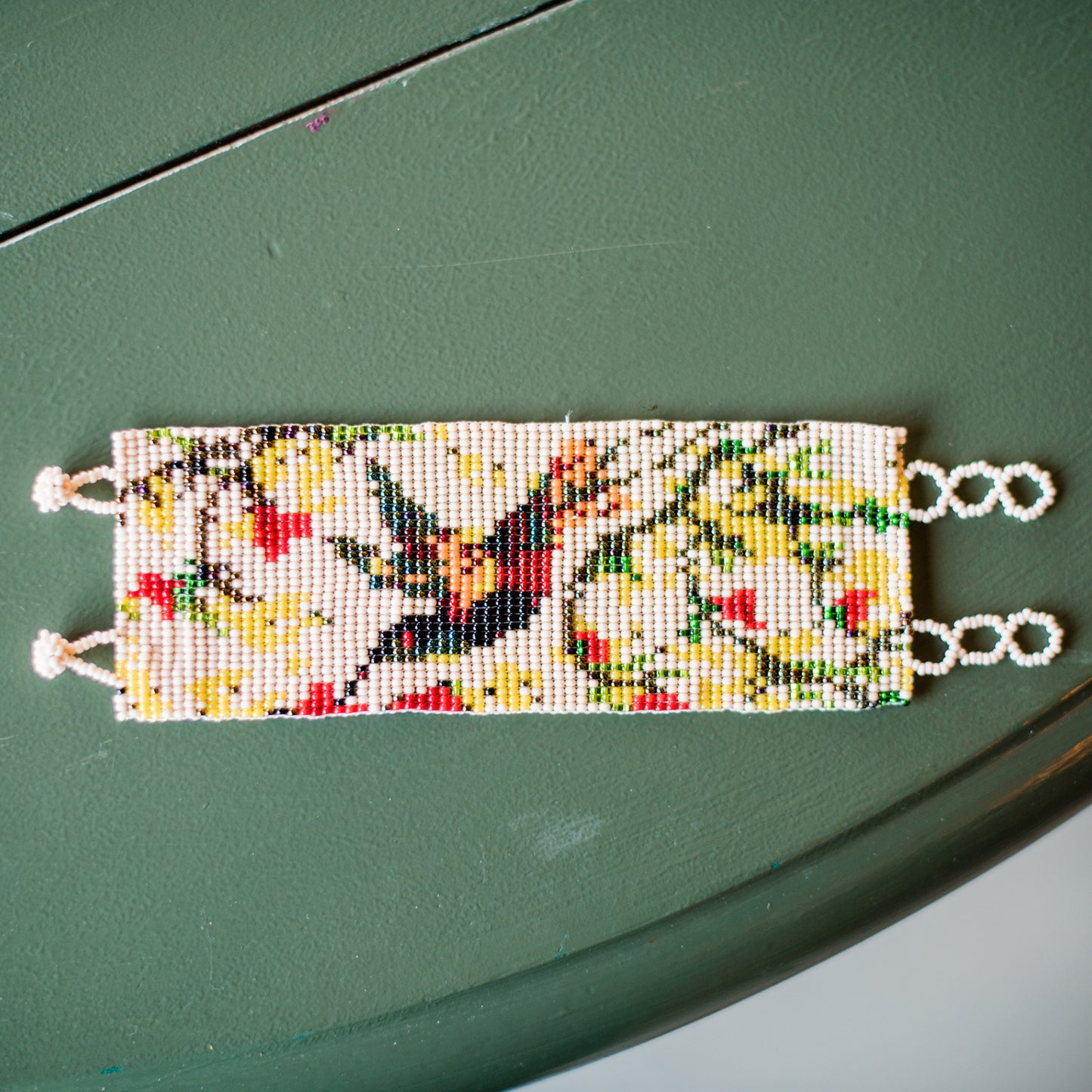 Earth Hummingbird Beaded Cuff