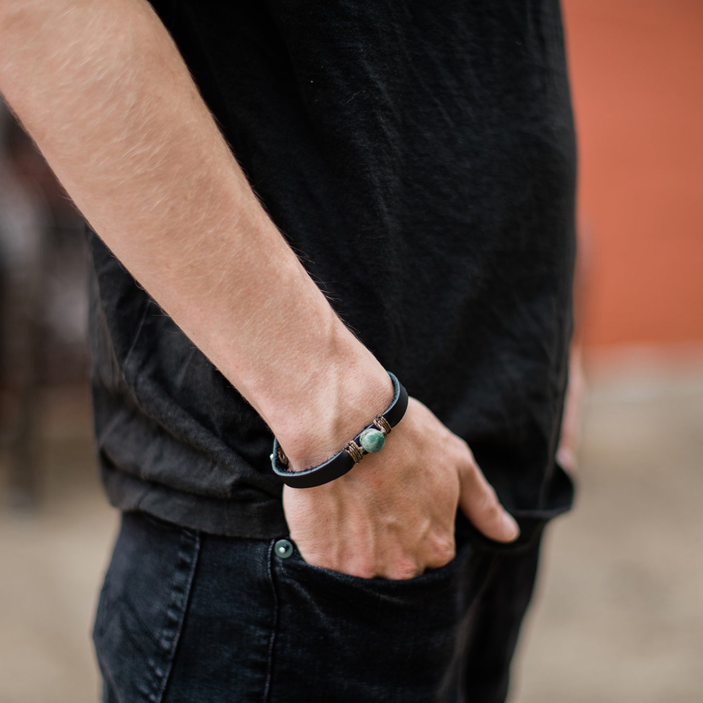 Life Jade Leather Bracelet