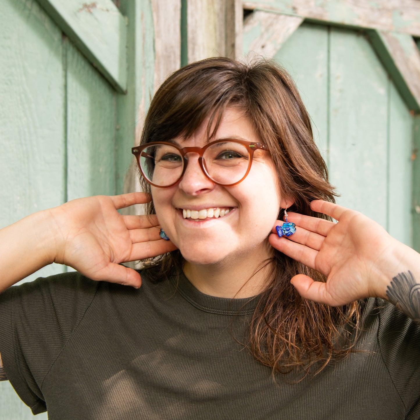 Puffy Fish Ceramic Earrings