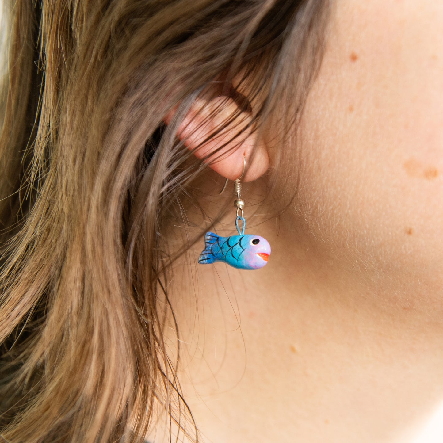 Flat Fish Ceramic Earrings