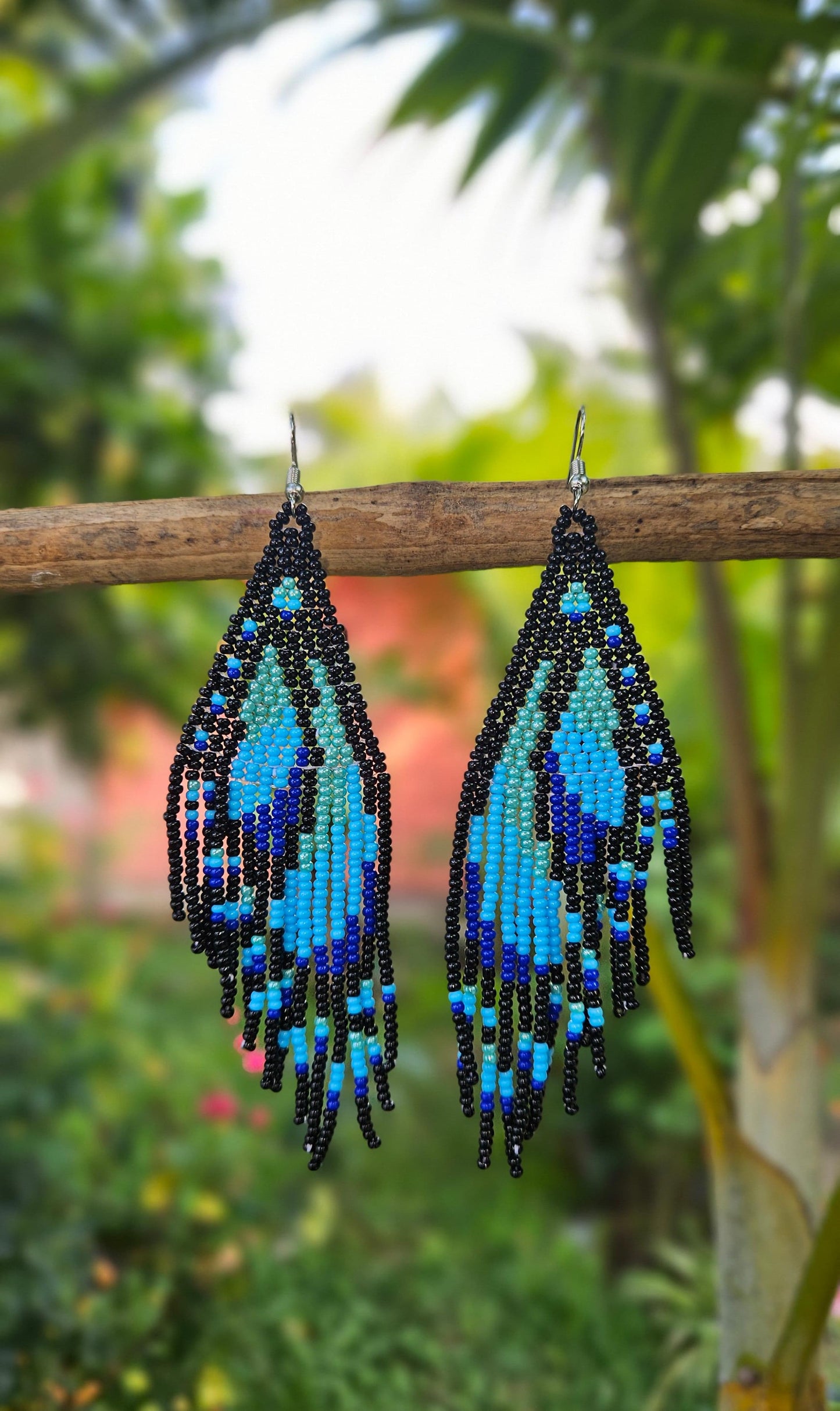 Turquoise Butterfly Wing Fringe Earrings