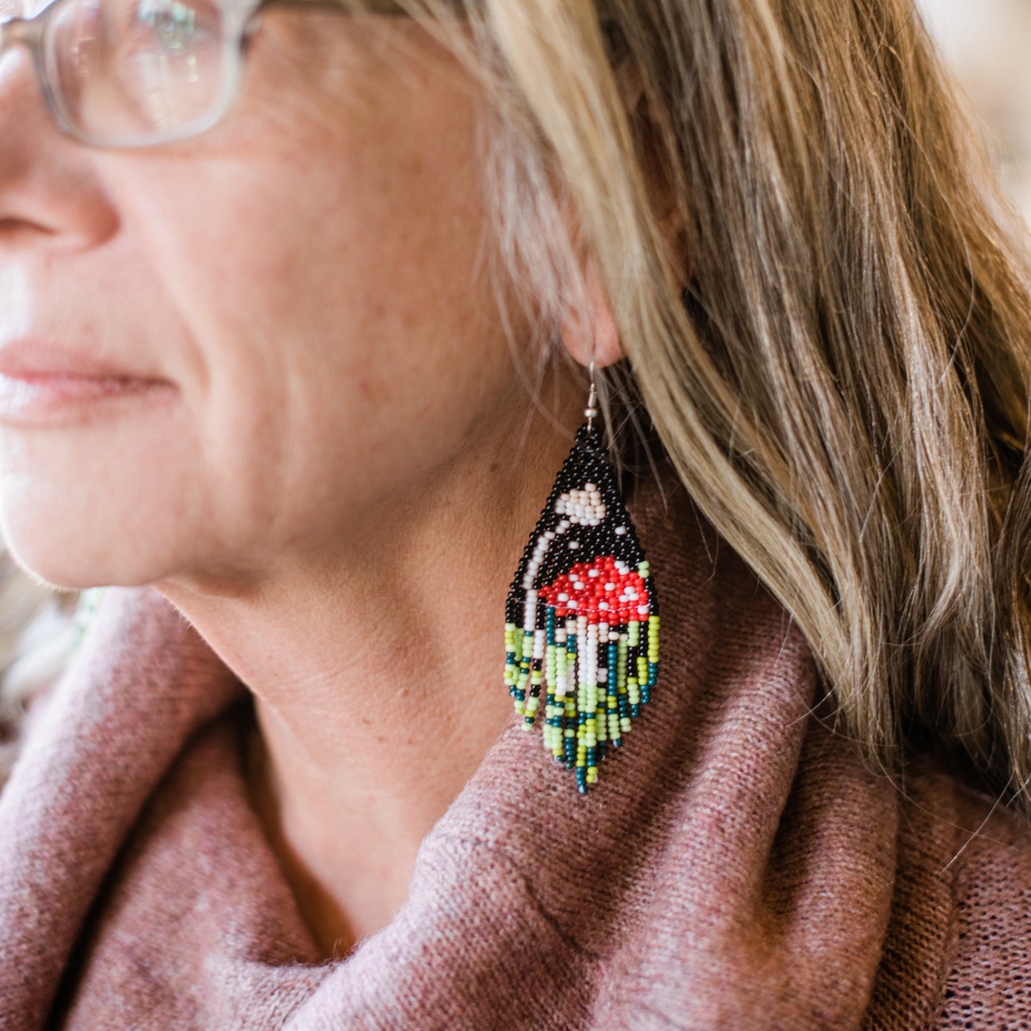 Woodland Mushroom Fringe Earrings