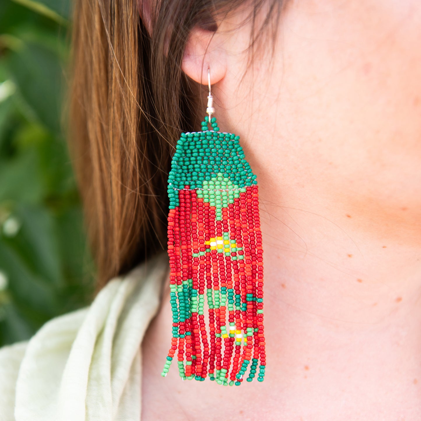 Poinsettia Fringe Earrings