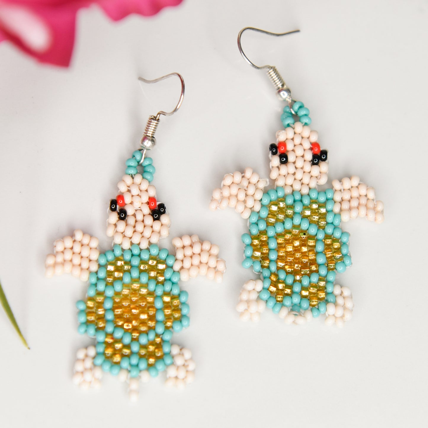 Small Beaded Turtle Earrings