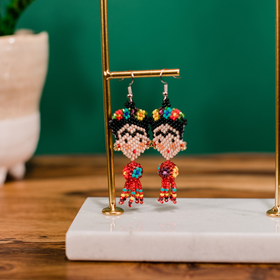 Dancing Frida Beaded Earrings