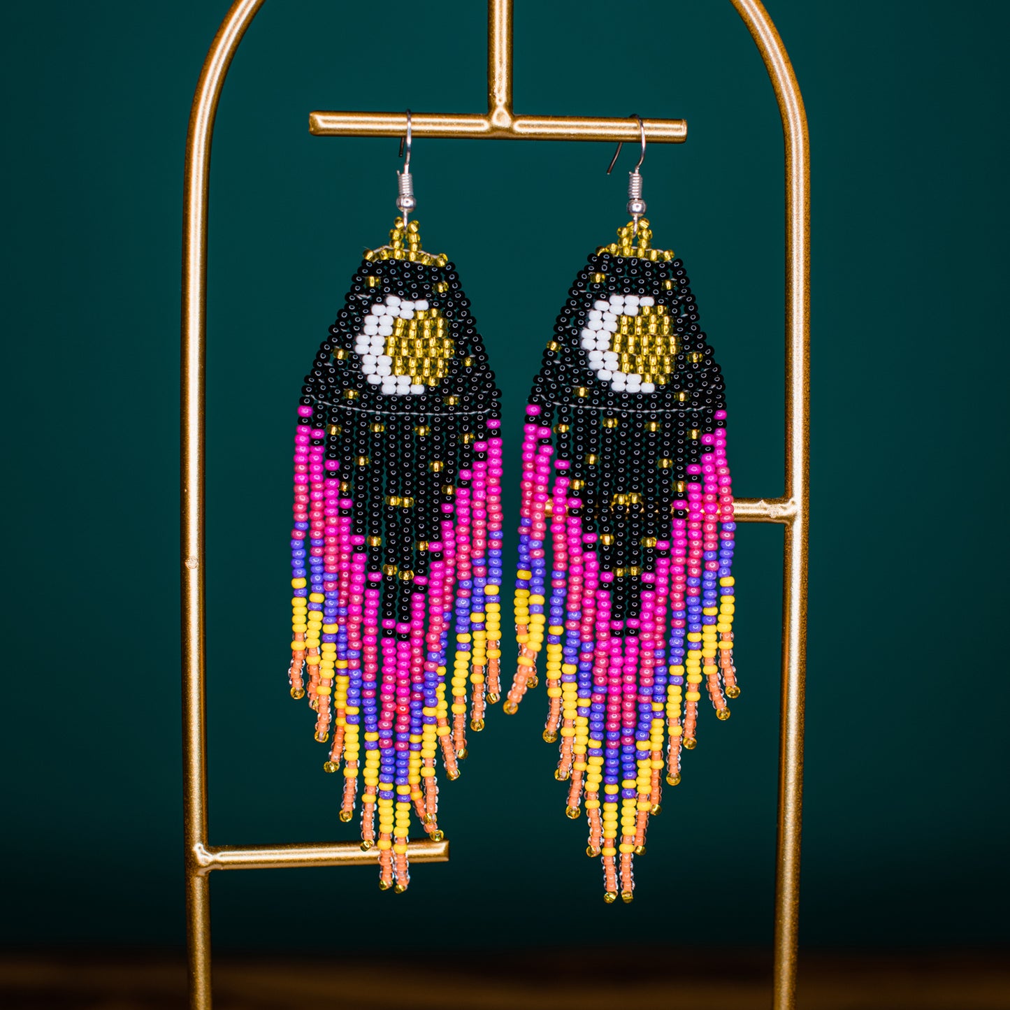Crescent Moon Fringe Earrings
