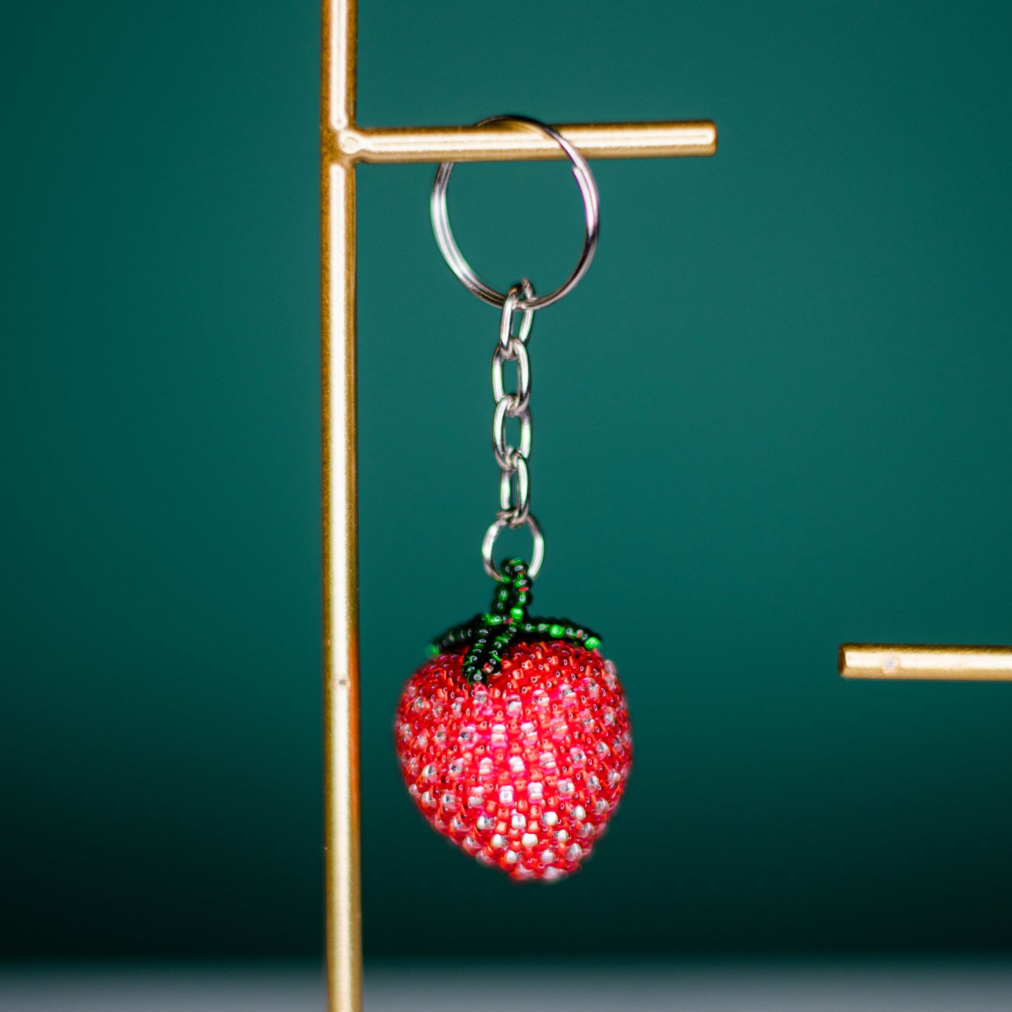 Strawberry beaded keychain handmade fair trade guatemalan