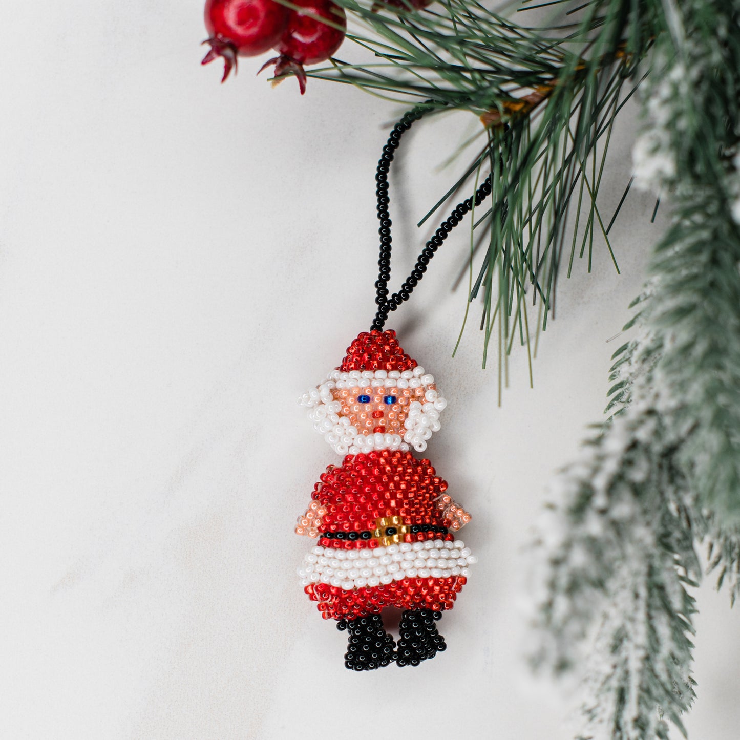 Santa Beaded Ornament