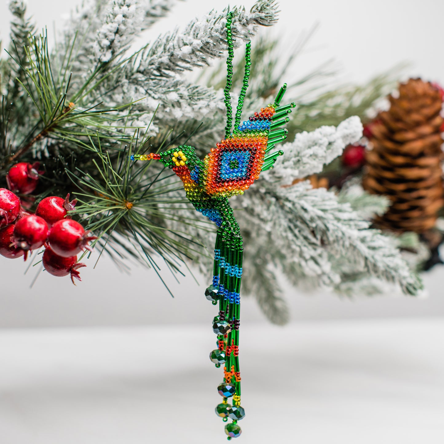 Hummingbird Large Beaded Ornament