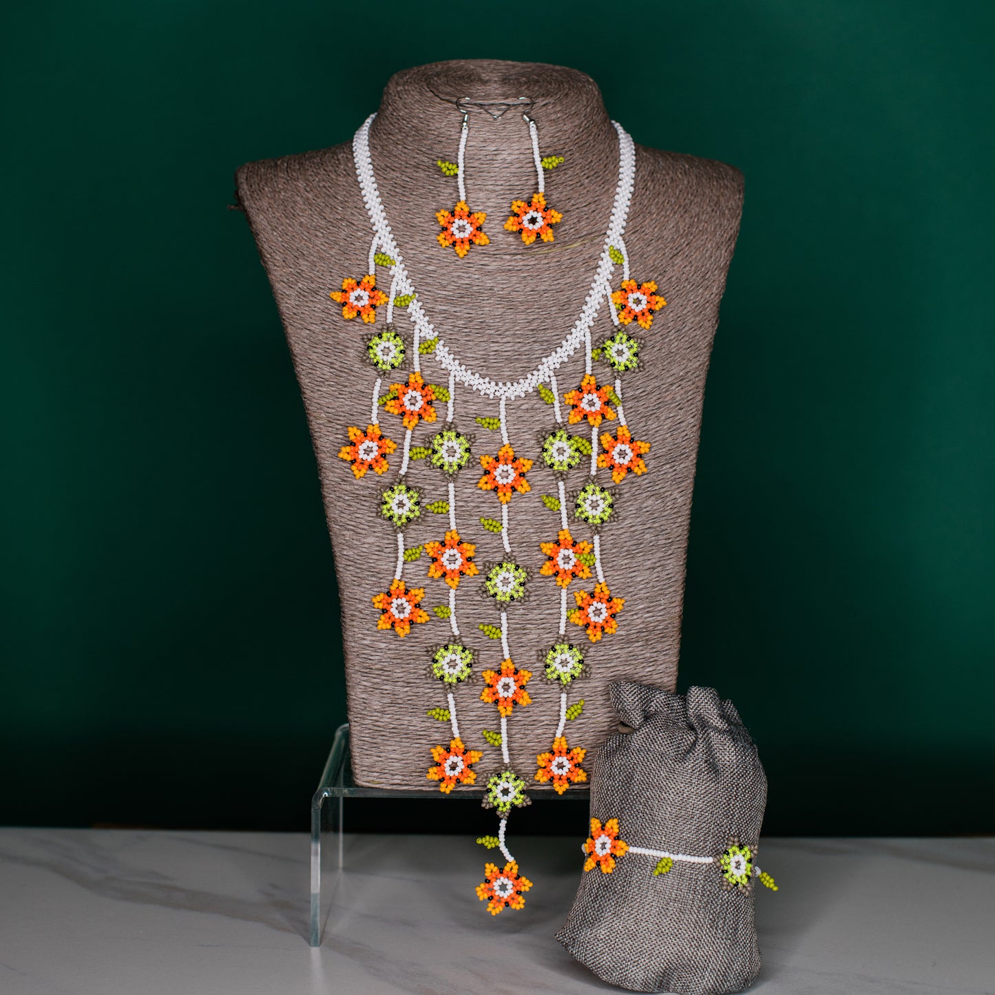 Spring Daisy Waterfall Necklace Set