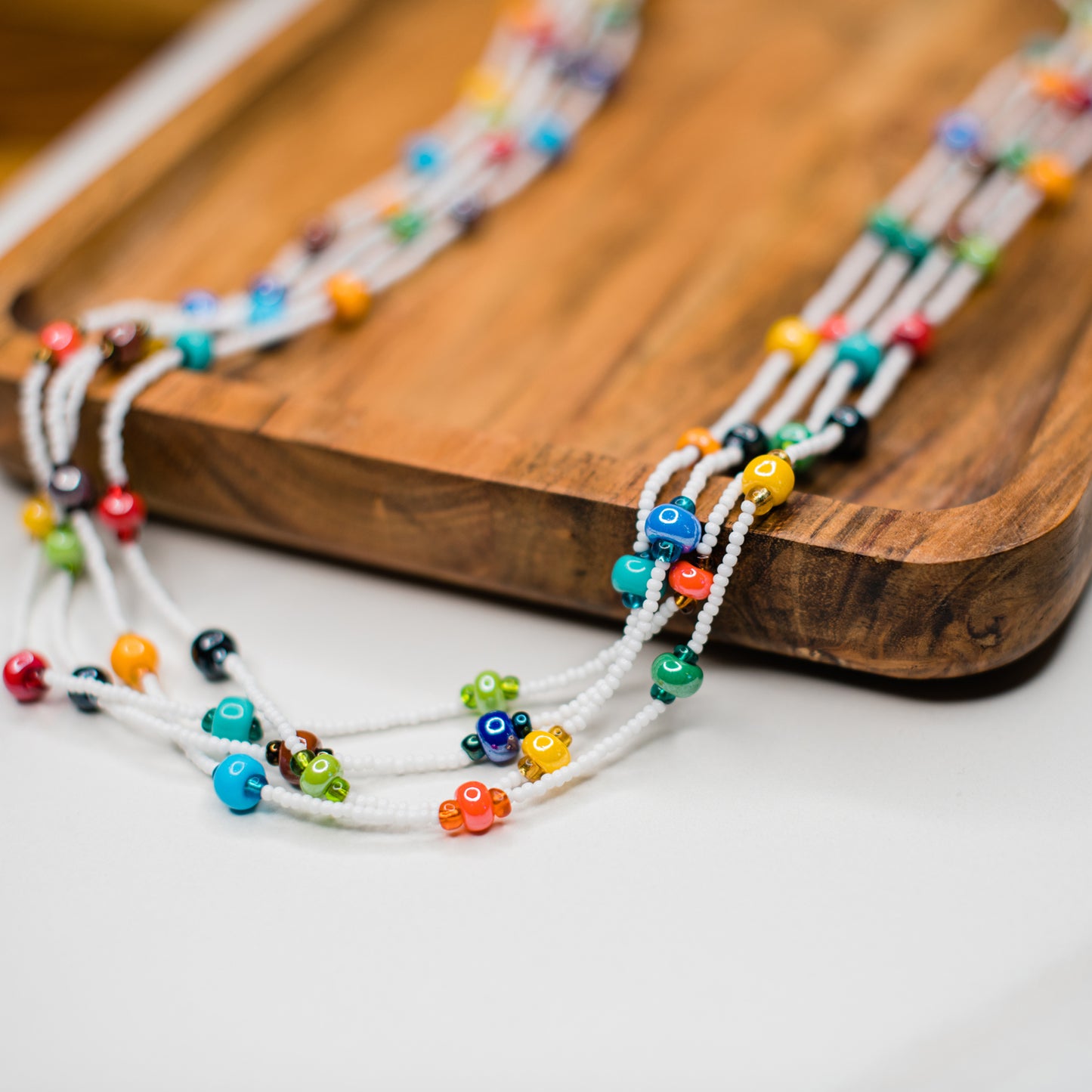 White Tiered Beach Ball necklace guatemalan fair trade handmade