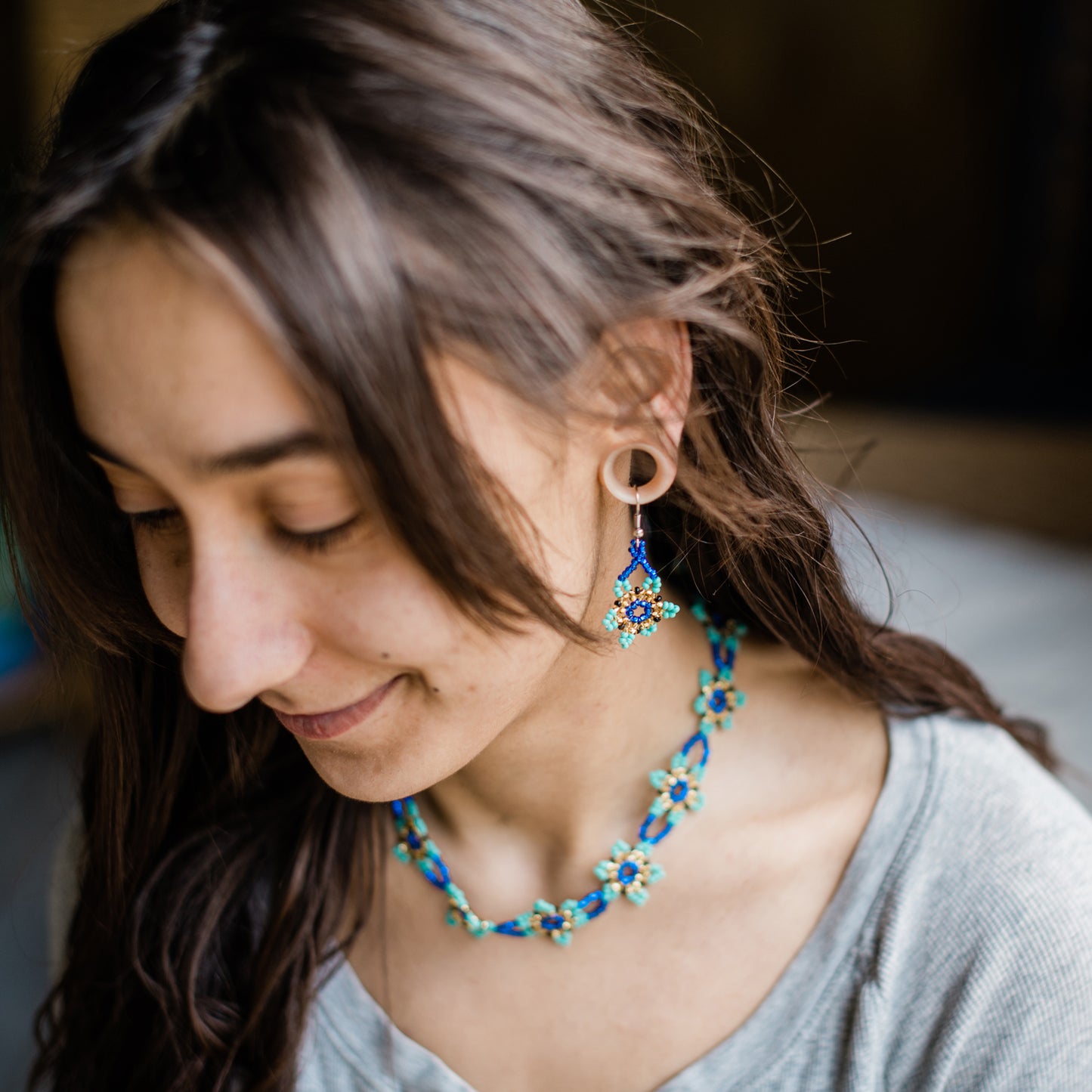Daisy Chain Necklace and Earring (Closeout)