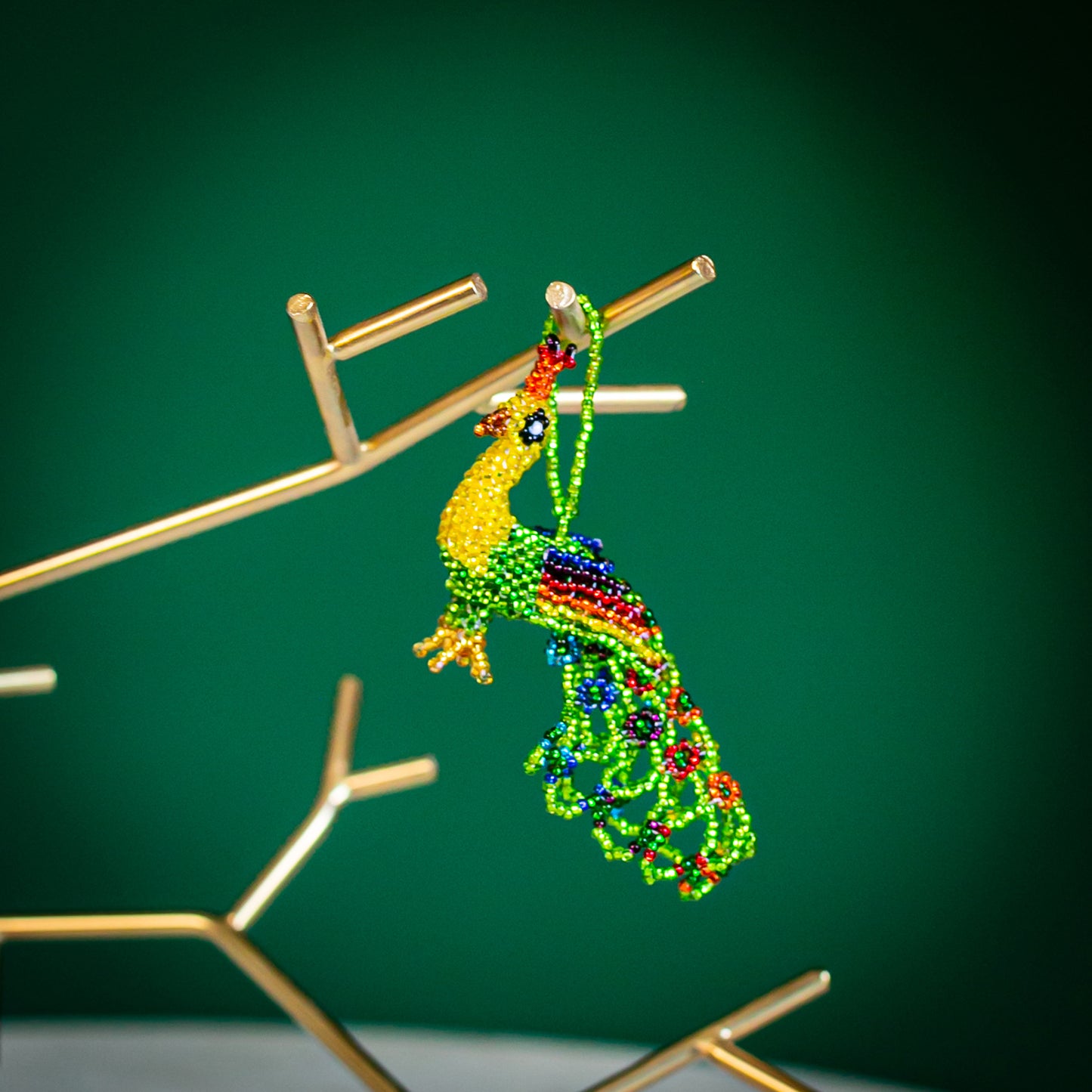 Peacock Large Beaded Ornament