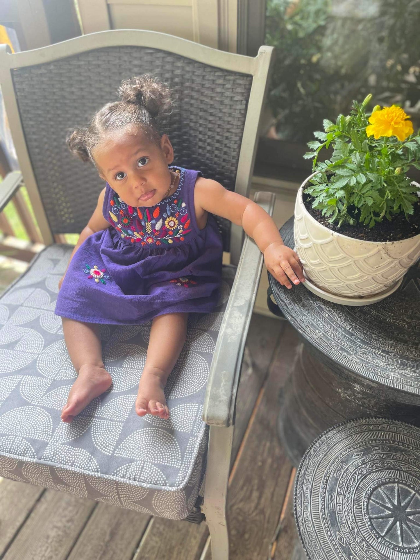 Purple Girl's Embroidered Sleeveless Dress