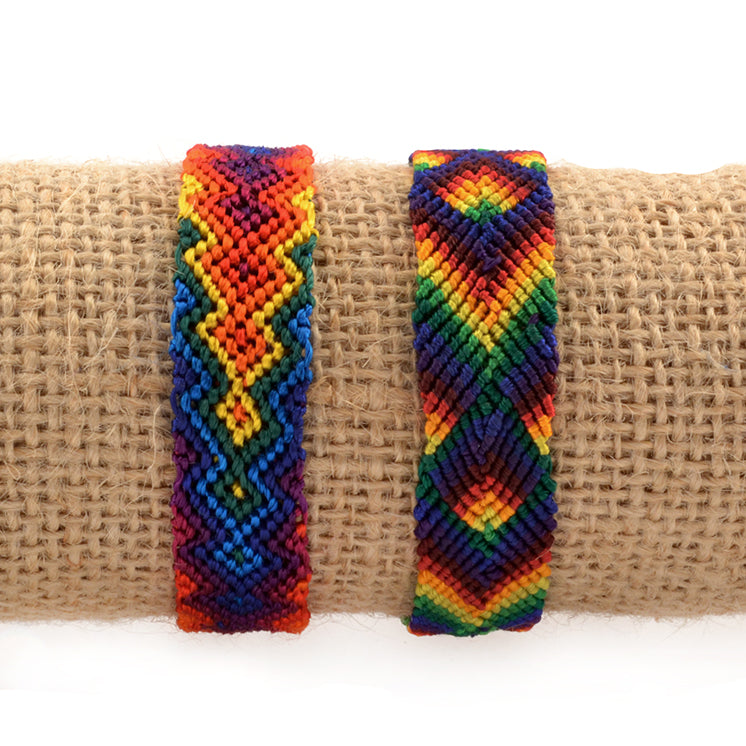 Wide Silk Rainbow Friendship Bracelet