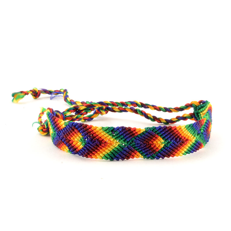 Wide Silk Rainbow Friendship Bracelet