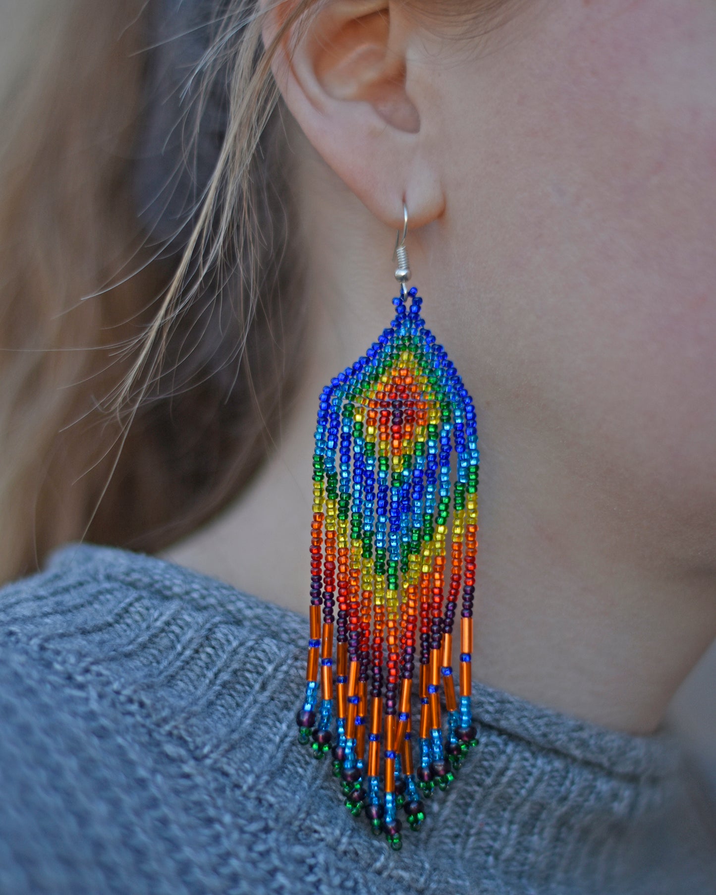Rainbow XL Beaded Earring