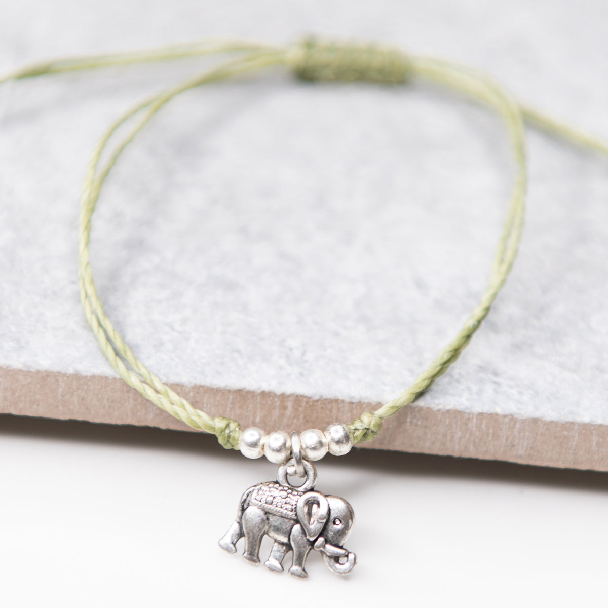 Elephant String Charm Bracelet
