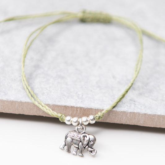 Elephant String Charm Bracelet
