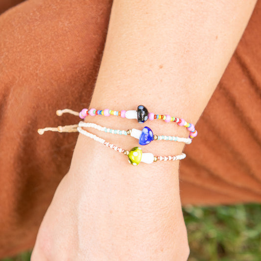 Mushroom Beaded String Bracelet