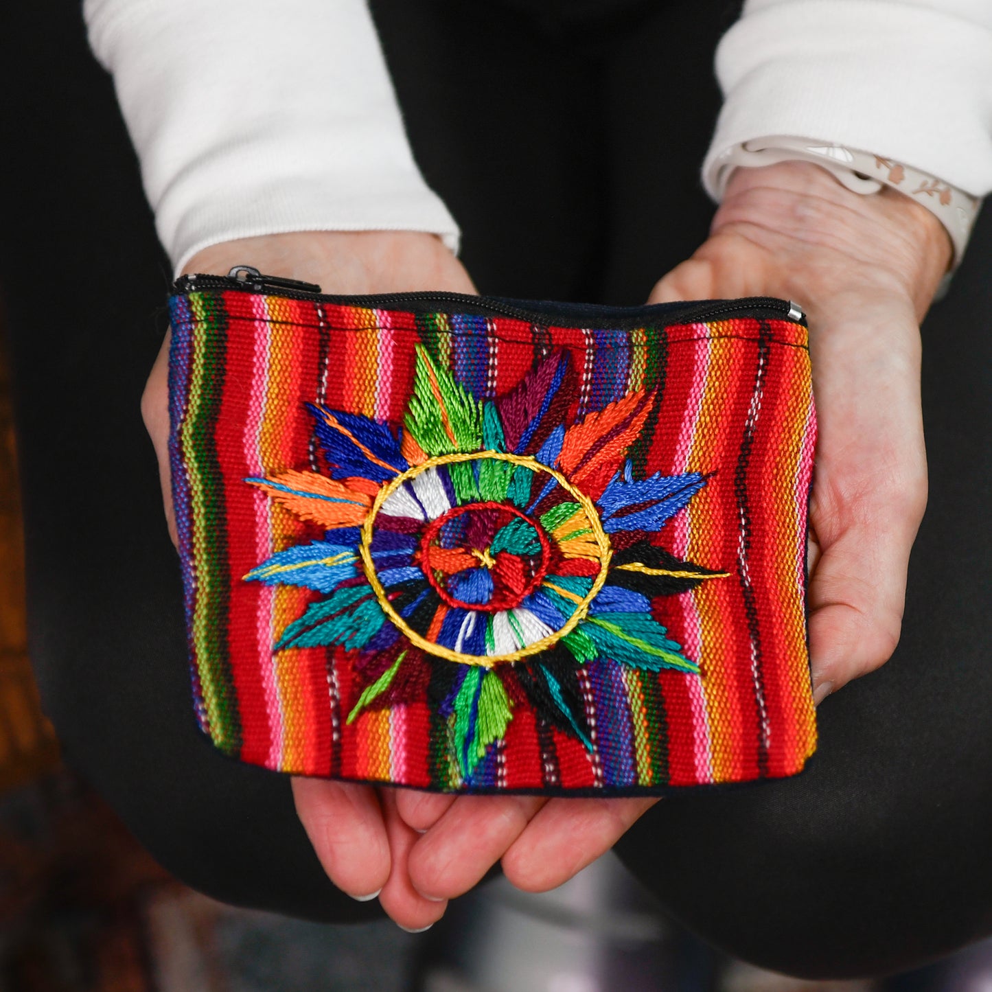 Patzun Sun Coin Bag Ikat Handmade Guatemalan
