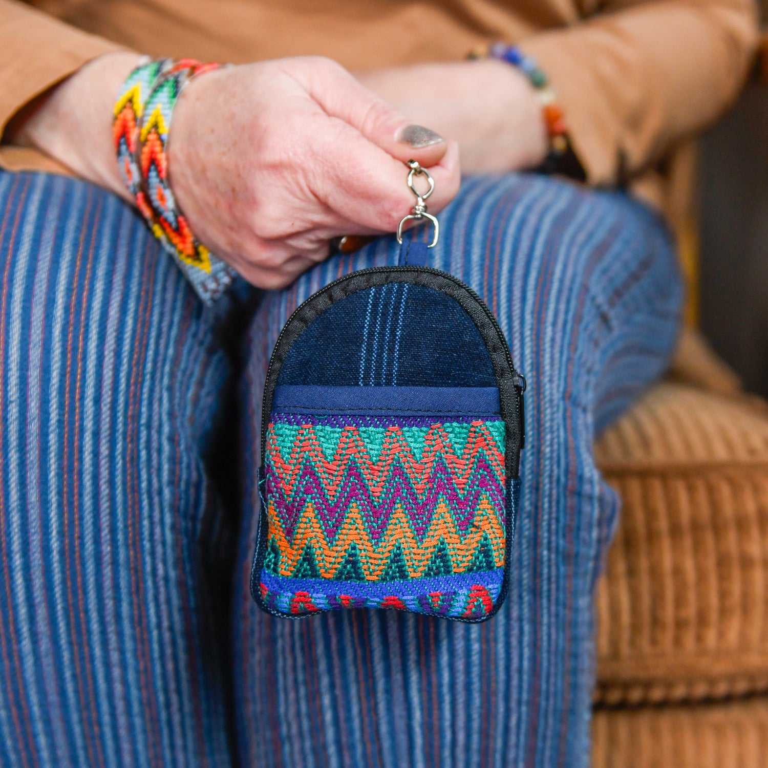 Mini Backpack Keychain Handmade Guatemalan Patch