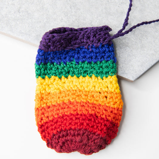 Medium Rainbow Crochet Crystal Pouch Necklace