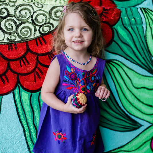 Purple Girl's Embroidered Sleeveless Dress