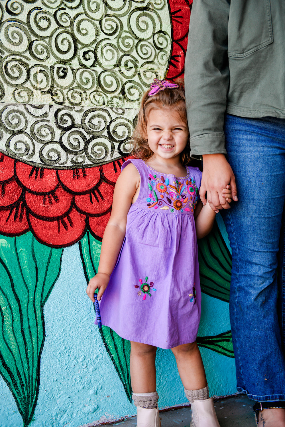 Lilac Girl's Embroidered Sleeveless Dress