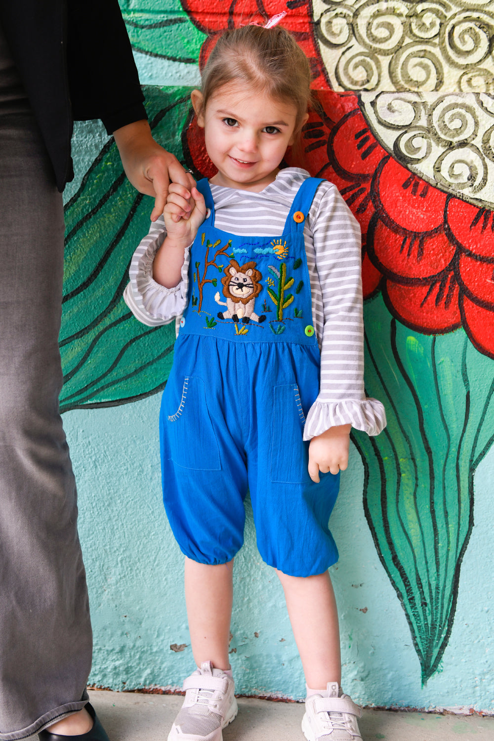 Lion Embroidered Kids Overalls / Romper
