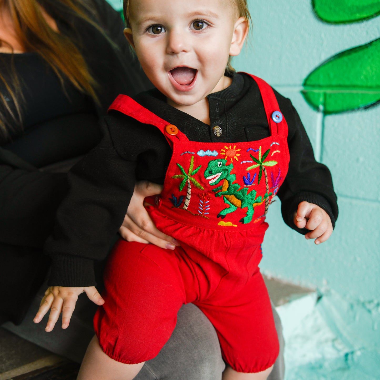 Dinosaur Embroidered Kids Overalls  / Romper