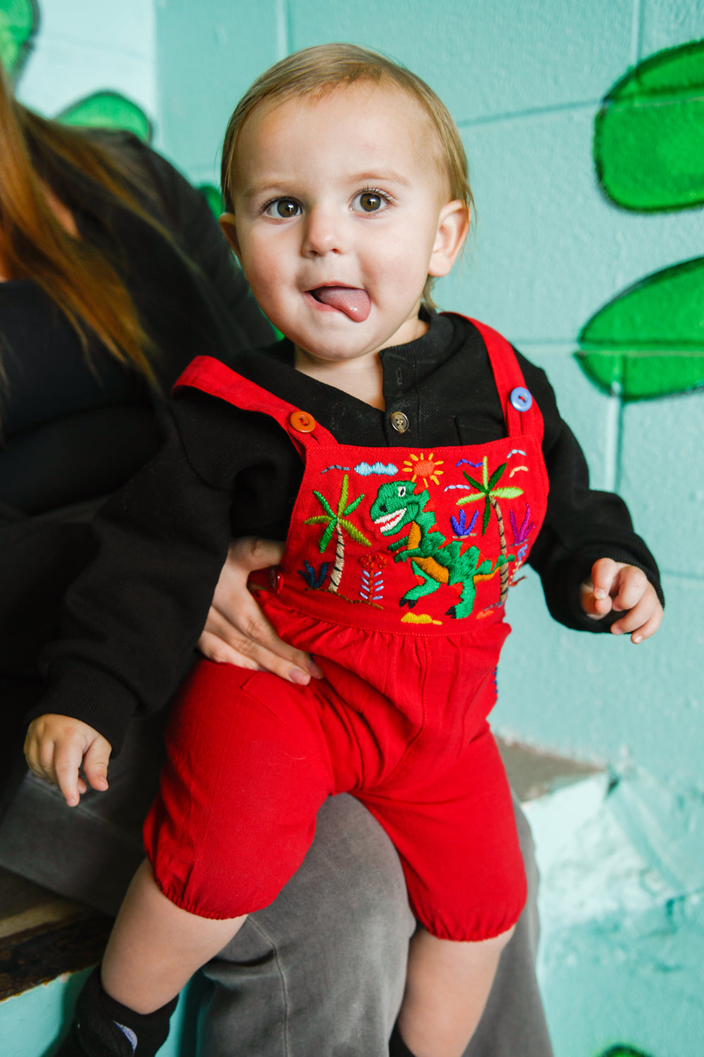Dinosaur Embroidered Kids Overalls  / Romper