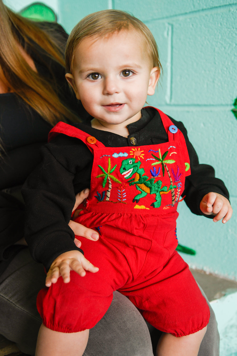 Dinosaur Embroidered Kids Overalls  / Romper