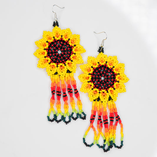 Medium Sunflower Fringe Earring