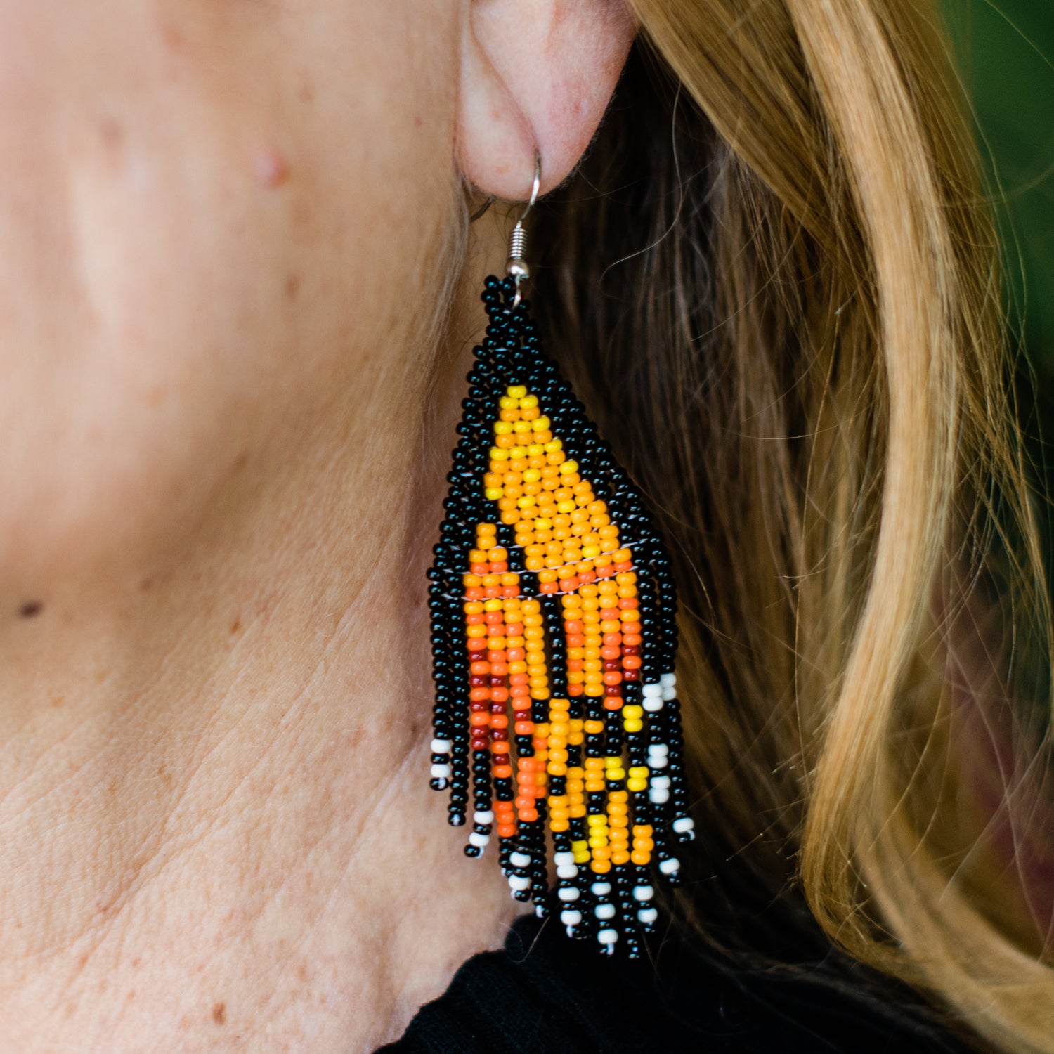 orange butterfly wing earring 