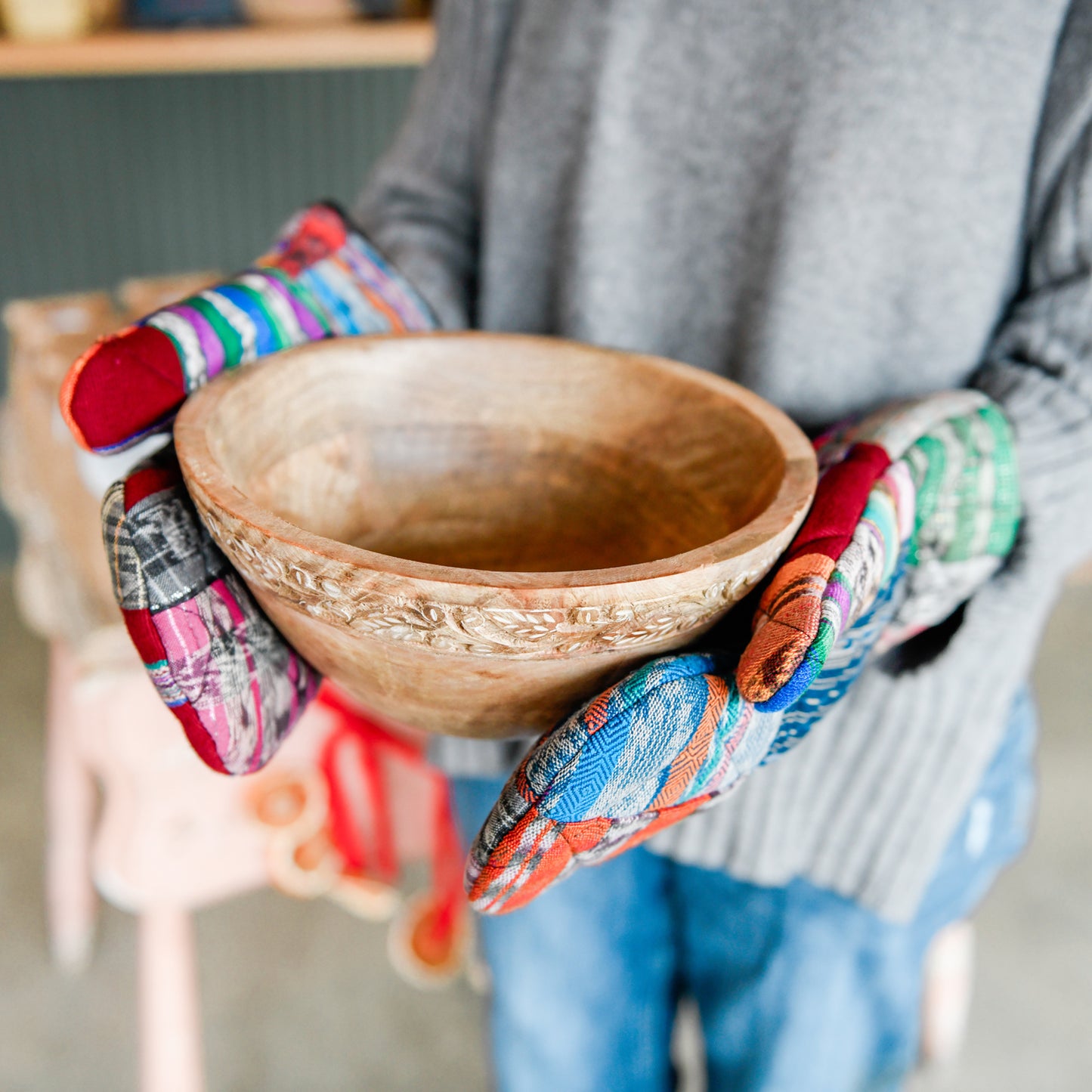 Handmade Fair Trade Ikat Bowl Cozy Guatemalan