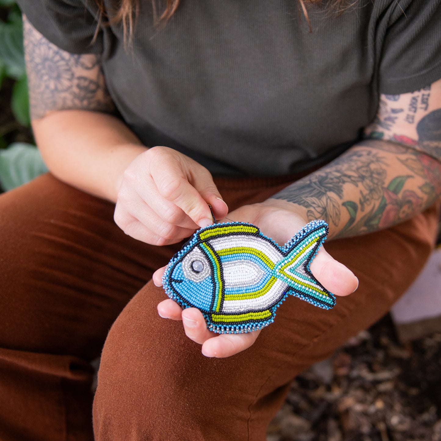 Fish Beaded Coin Bag