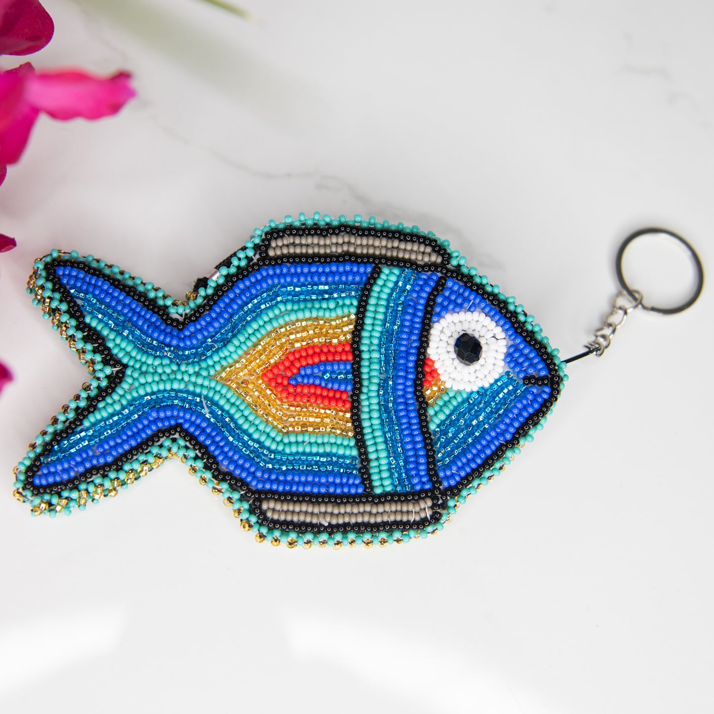 Fish Beaded Coin Bag
