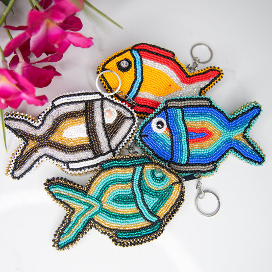 Fish Beaded Coin Bag